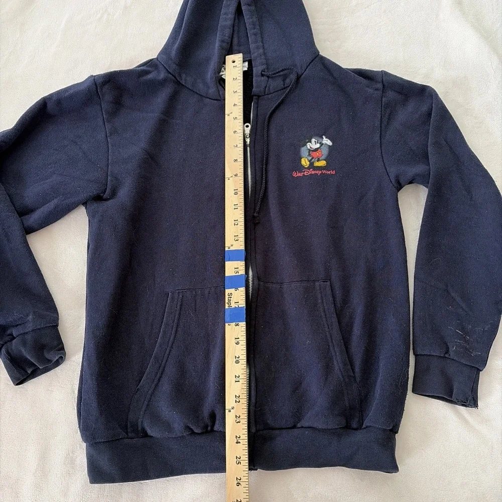 Walt Disney World Vintage Zip Up Sweatshirt Adult Medium With Hood Mickey Mouse